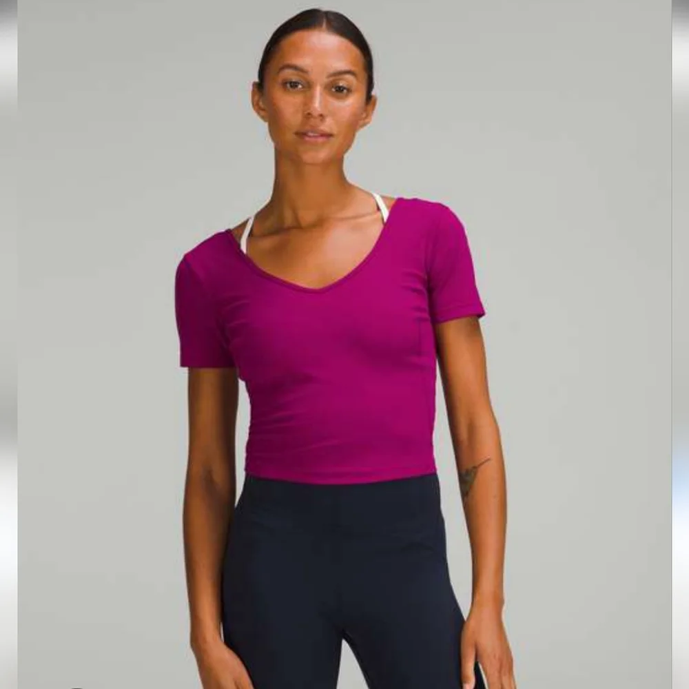 Lululemon Align T-Shir Deep V-Neck Berry M - Picture 1 of 6